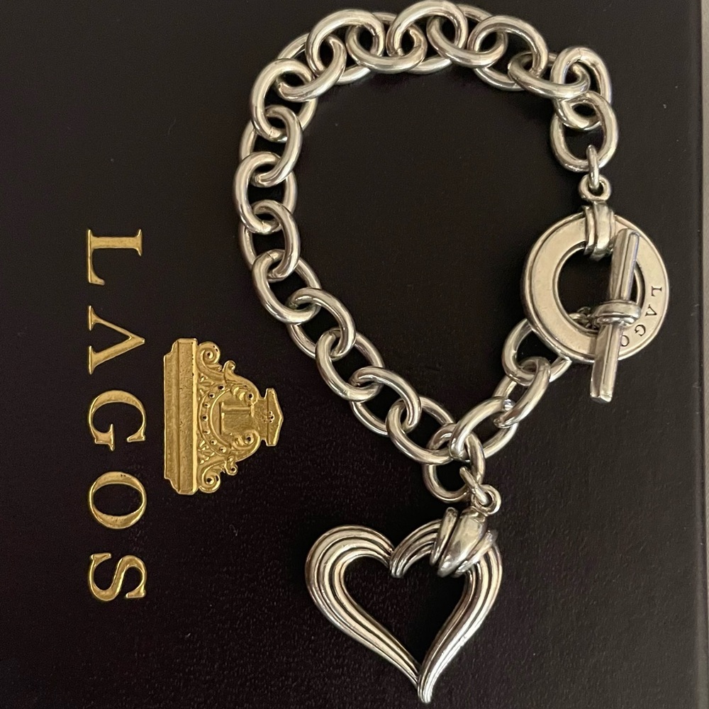 LAGOS Silver Heart Charm Bracelet